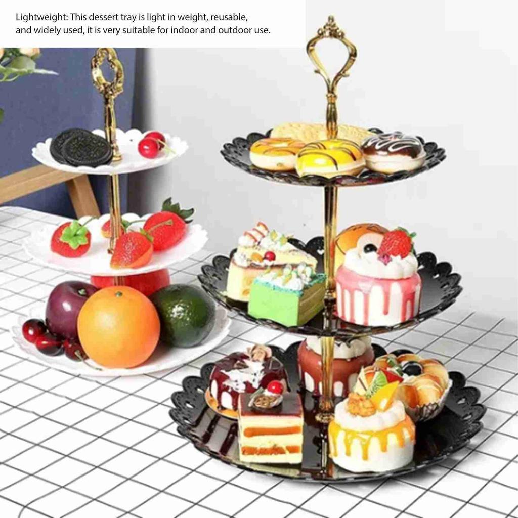 3-х уровневая подставка для десертного подноса, роскошная пластиковая фруктовая тарелка, стойка для торта для гостиной, свадьбы C