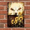 1 piece of cute pastoral-style calf and sunflower tin painting plaque for home living room, bedroom, and entryway wall decoratio