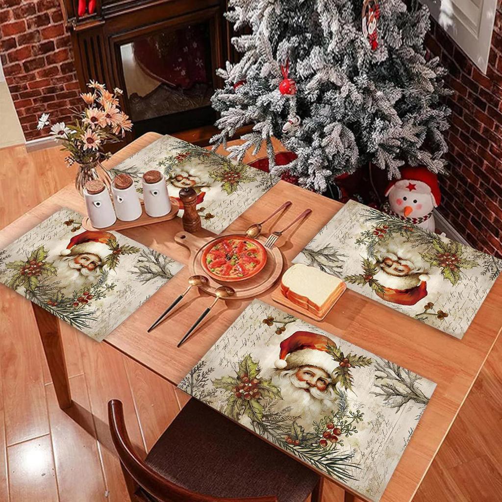Рождественские подставки под тарелки Мультяшные Вечеринка Изоляция Обеденный стол Рождественская атмосфера Подставки под тарелки