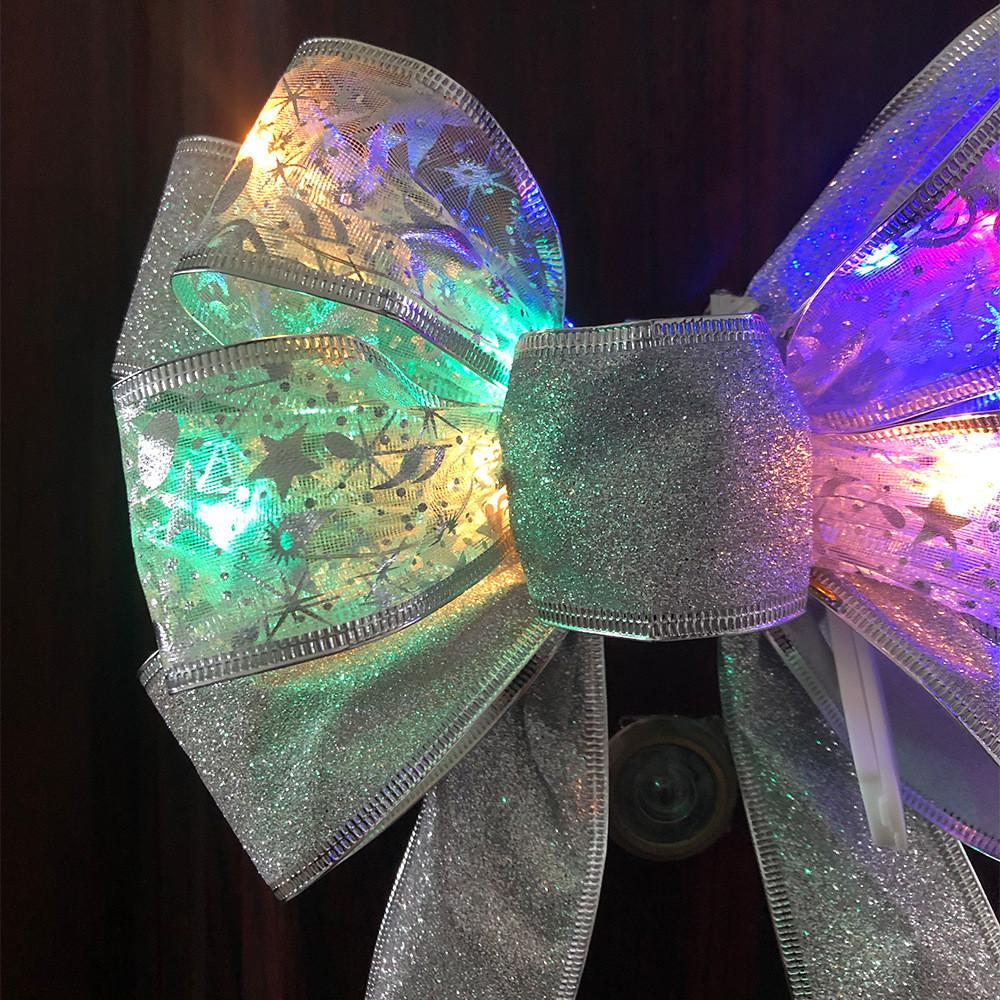 Красочный светодиодный двухслойный бант для рождественской елки, праздничное украшение
