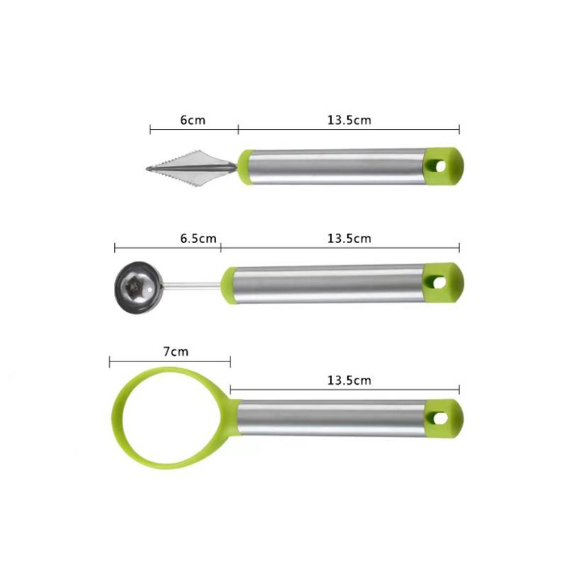 Набор из 3 инструментов для фруктов из нержавеющей стали, совок для арбуза, инструмент для удаления сердцевины яблок, нож для нарезки фруктов, разделитель мякоти фруктов, инструменты