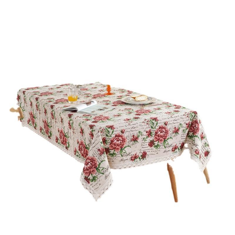 Полиэстер Хлопок Розовое Кружево Скатерть Скатерть для Кофейного Столика Скатерть Покрытие Полотенце