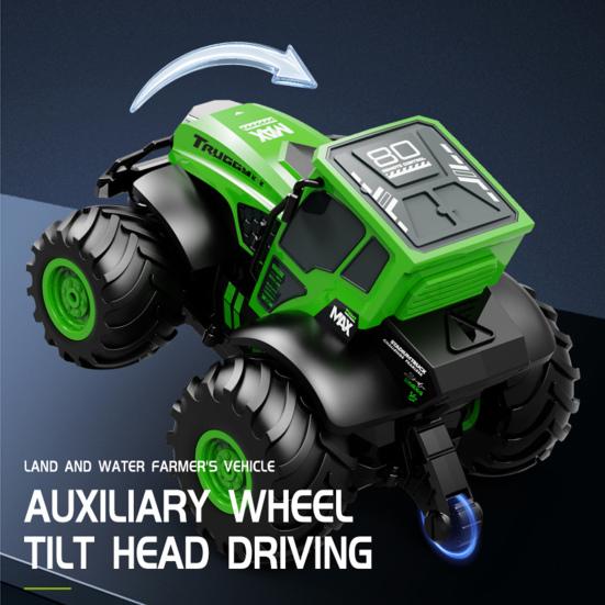 Remote Control Amphibious Off-road Car 4WD Kids Electric 2.4GHz RC Stunt Truck Rechargeable Toddlers All-terrain Crawler Vehicle Toy