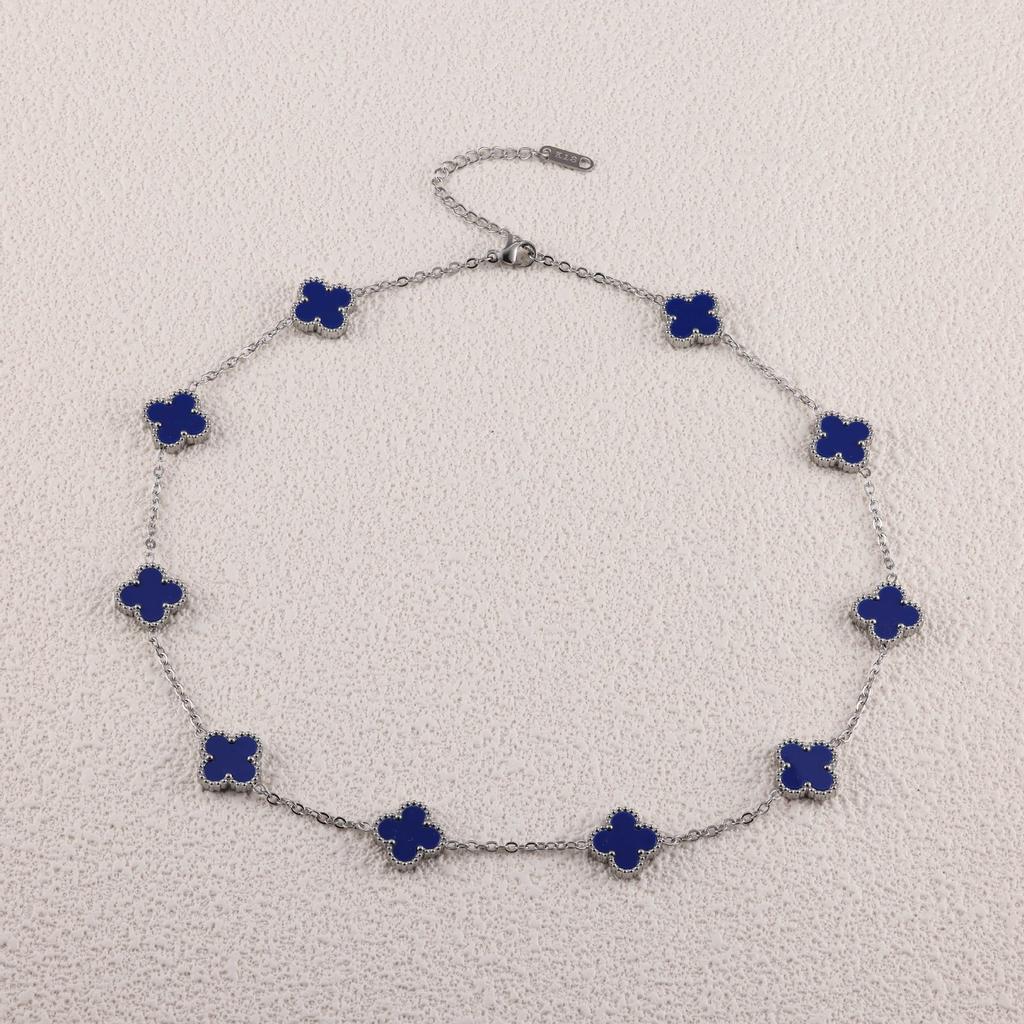 13 мм стальное ожерелье с клевером Ten Flower, цепочка на ключицу, модные и сохраняющие цвет украшения