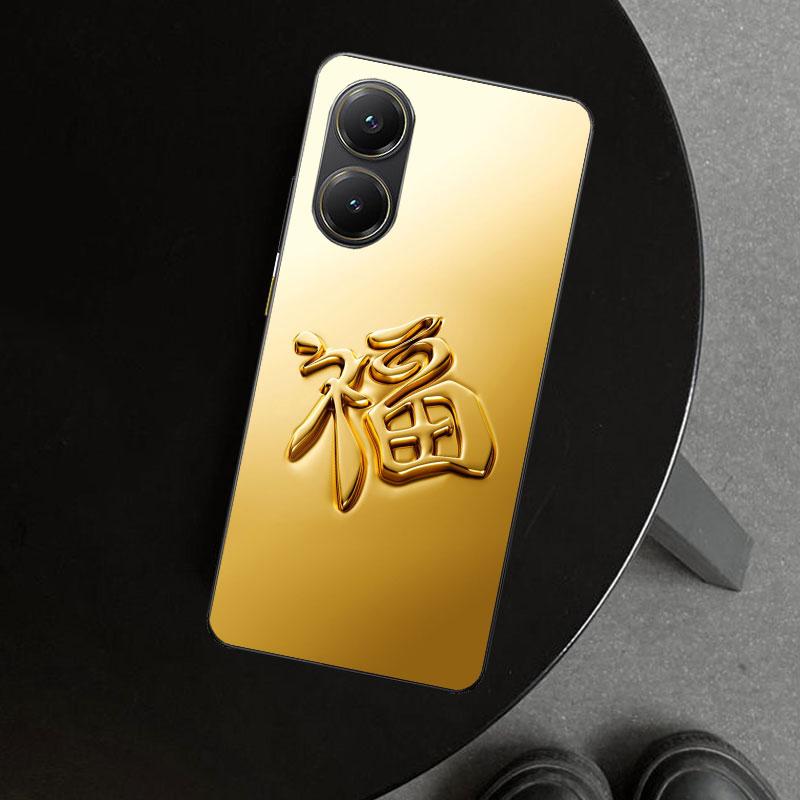 Чехол-накладка с принтом золотого узора для Xiaomi Poco X6 X5 X7 Pro F7 Ultra Redmi 15C 15 13C 13 12C 12 10C 10 10A 9C 9A 9T