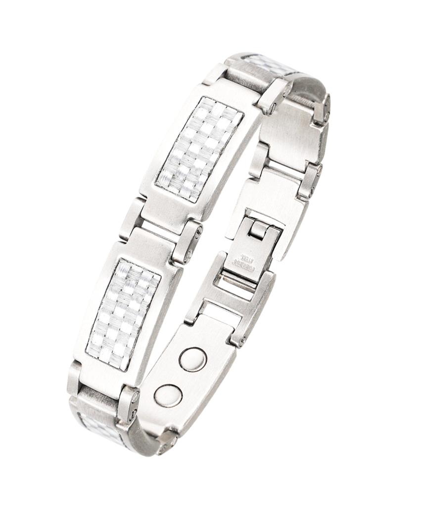 Sabona London 348 Gray Carbon Fiber Stainless Steel Magnet Bracelet