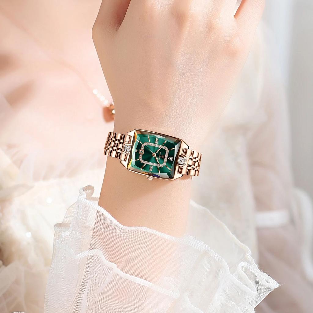 POEDAGAR Luxury Elegant Watch For Woman Date Waterproof Rectangle Ladies Watch Stainless Steel Quartz Women Watches