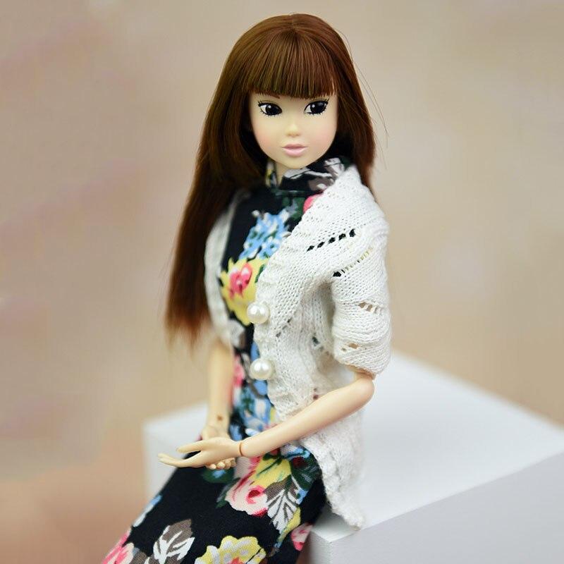 Белый, черный вязаный теплый свитер, пальто для куклы Барби, одежда, наряды 1/6, аксессуары для кукол BJD для детей, кукольный домик, игрушки «сделай сам»