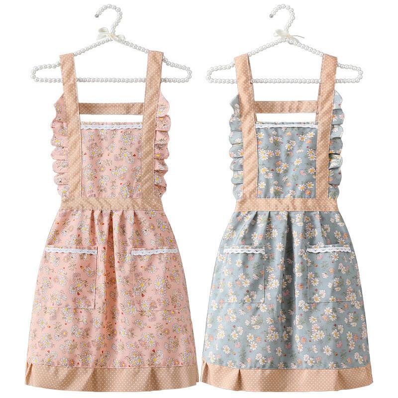 Новый фартук из кружевного полотна, стиль принцессы, дышащая талия, фартук для приготовления пищи, обеденная и рабочая одежда, кухонный фартук