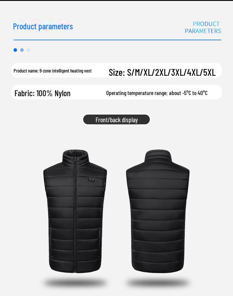 Nine-Zone USB Heated Vest - Smart Design for Couples - Stay Warm with Constant Temperature Heating - New Style Technology