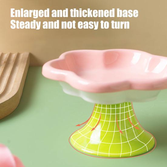 Керамические приподнятые миски для кошек с цветочным дизайном, приподнятая миска для корма и воды для кошек, маленькая миска для кормления кошек и маленьких собак