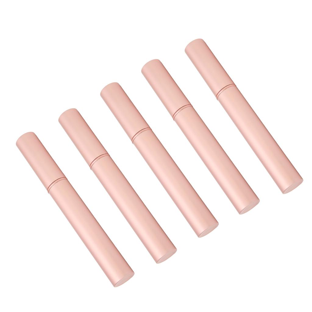 5PCS Empty Mascara Tube Rose Gold Metal Shell Soft Brush Portable Eyelash Container for Make Up