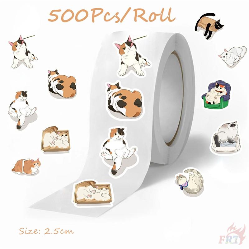500 шт./рулон Q Lazy Cats Kids Rewards Наклейки - DIY Scrapbooks Декор Альбом Запечатывание Этикетки Наклейки