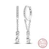 Charms Double Hoop Earrings For Women 100% 925 Silver Cubic Zircon Heart Star Moon Earrings Elegant Birthday Jewelry Gifts