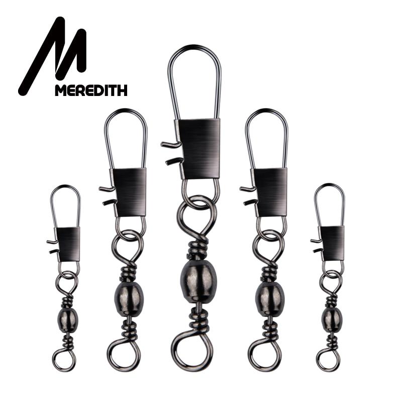 MEREDITH 50 шт./лот, соединительный штифт для рыбалки, подшипник, вертлюг из нержавеющей стали с оснасткой, рыболовный крючок, приманка, аксессуары для снастей