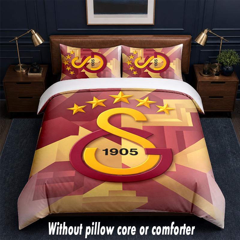 Galatasaray FC Design Bed Bedding Set 1 Duvet Cover + 2 Pillowcases Soft Breathable Household Bed Linens