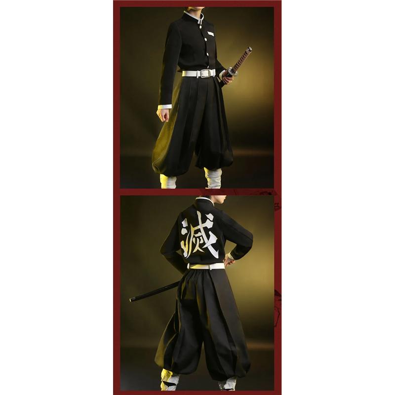 Аниме Demon Slayer Kamado Tanjirou Косплей Костюм Kimetsu No Yaiba Мультфильм Костюм Sutis Парики Хэллоуин Для Детей Взрослых CosParty
