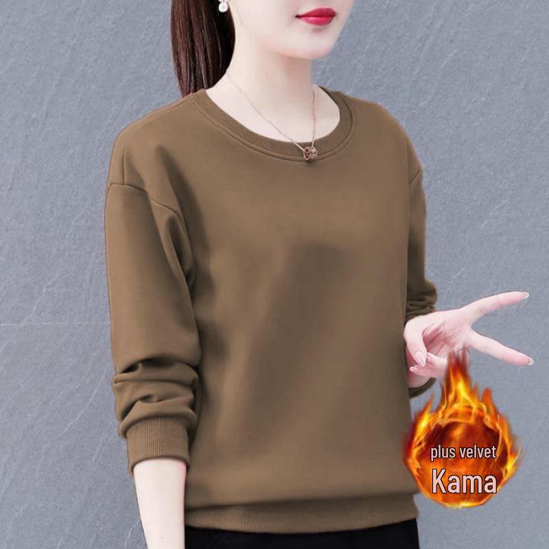 Женская толстовка Huamian больших размеров с бархатной подкладкой - повседневная куртка-пуловер свободного кроя на осень/зиму 2023 года