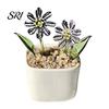 Exquisite Glass Flower Craft Miniature Figurine Hand Blown Mini Bouquet in Small Decorative Plant Pot Collectible Blooming Ornament for Home