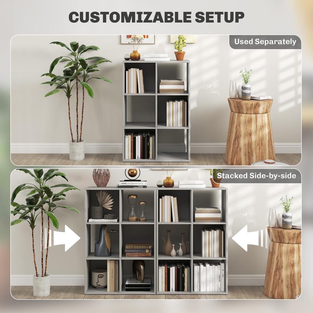 6-Cube Bookshelf - Light Grey