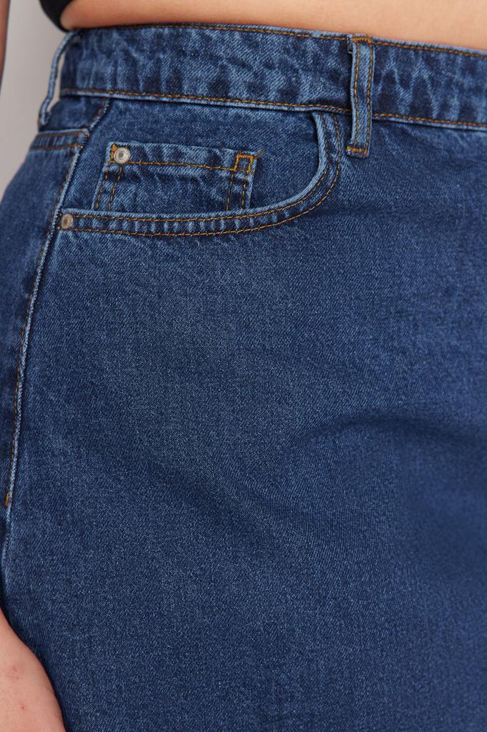 Женская стильная джинсовая юбка большого размера черного цвета с высокой талией