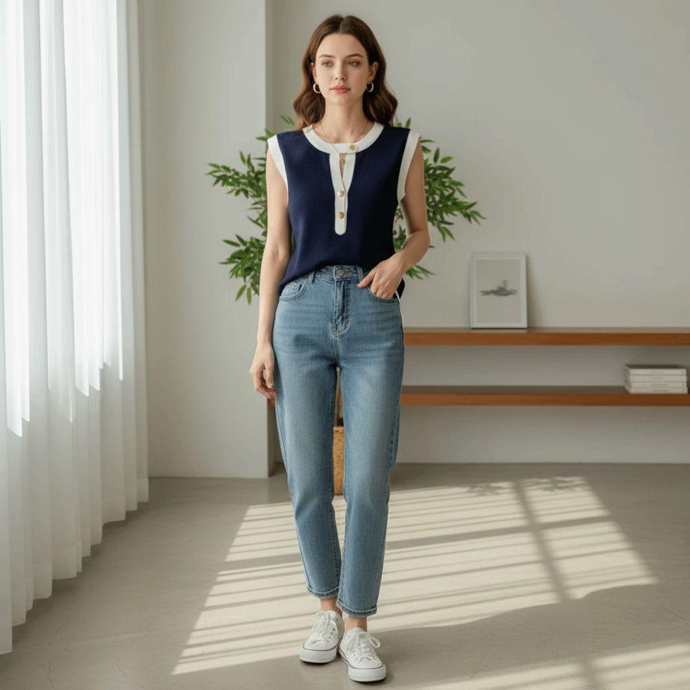 Slim Fit Women Vest Hollow Out Sleeveless Vest Fashion Button Up Top  Women