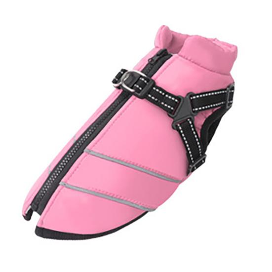 Dog Winter Coat with Zipper Padded Waterproof Jacket Harness Thickened Windproof Snow Jacket for Small Medium Large Dogs