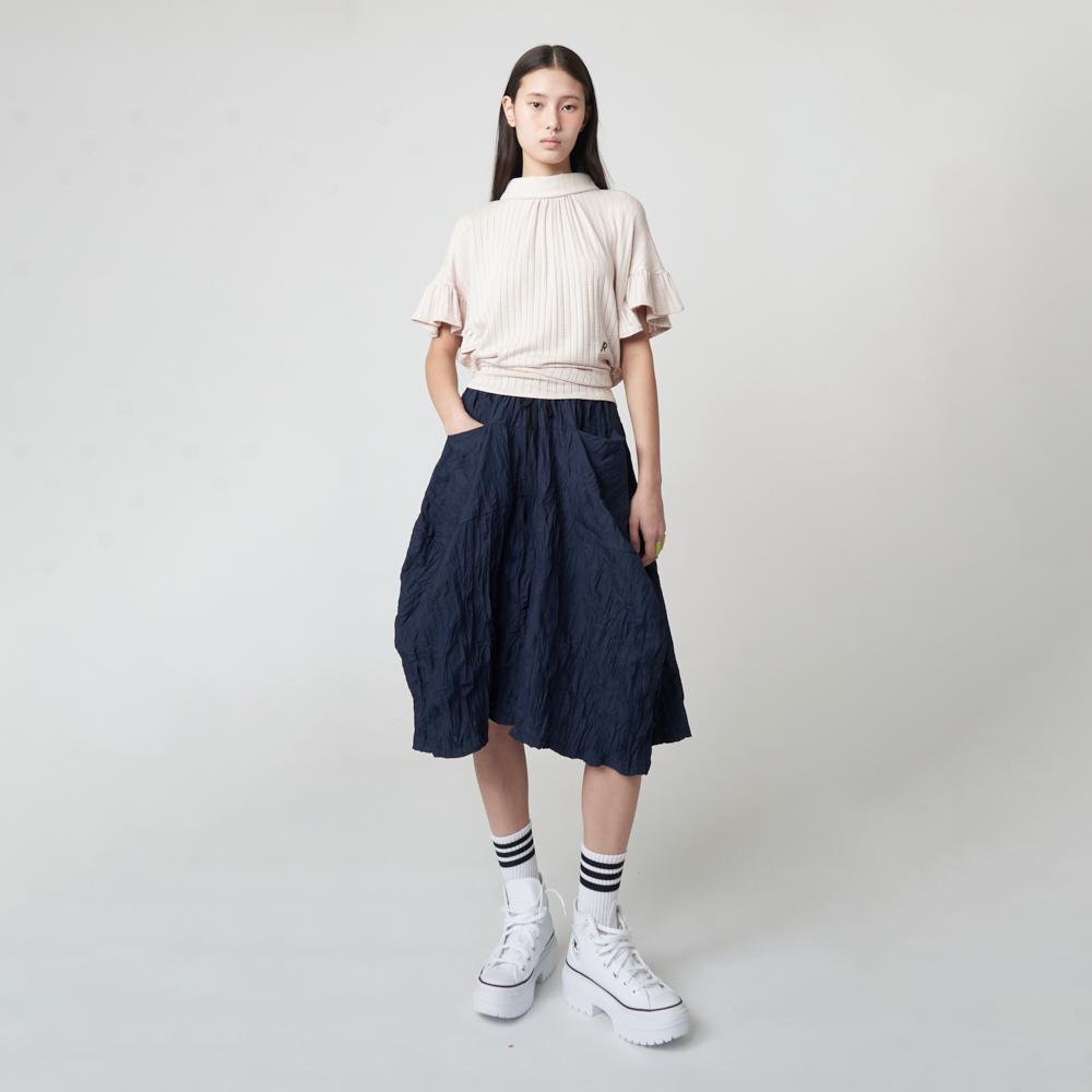ATHPLATFORM Aw51Pt02 Crinkle Bermuda Pants_Dark Navy