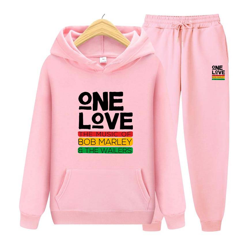 Мужской спортивный костюм One Love с принтом, зимний костюм, спортивный модный спортивный костюм для женщин и мужчин, одежда с капюшоном, толстовки + брюки, комплект из двух предметов