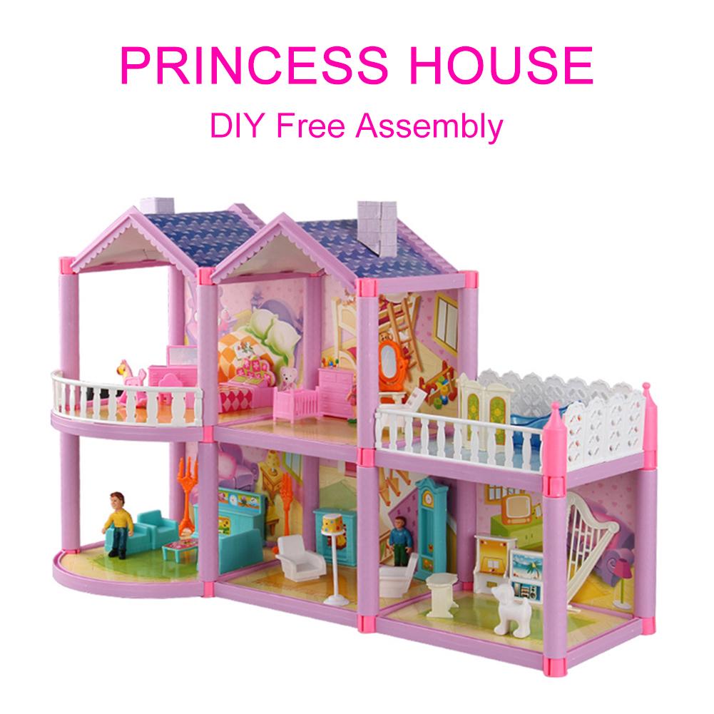 Dollhouse Villa DIY Assembled House Sweet Castle Model Simulation Playset Toys Set