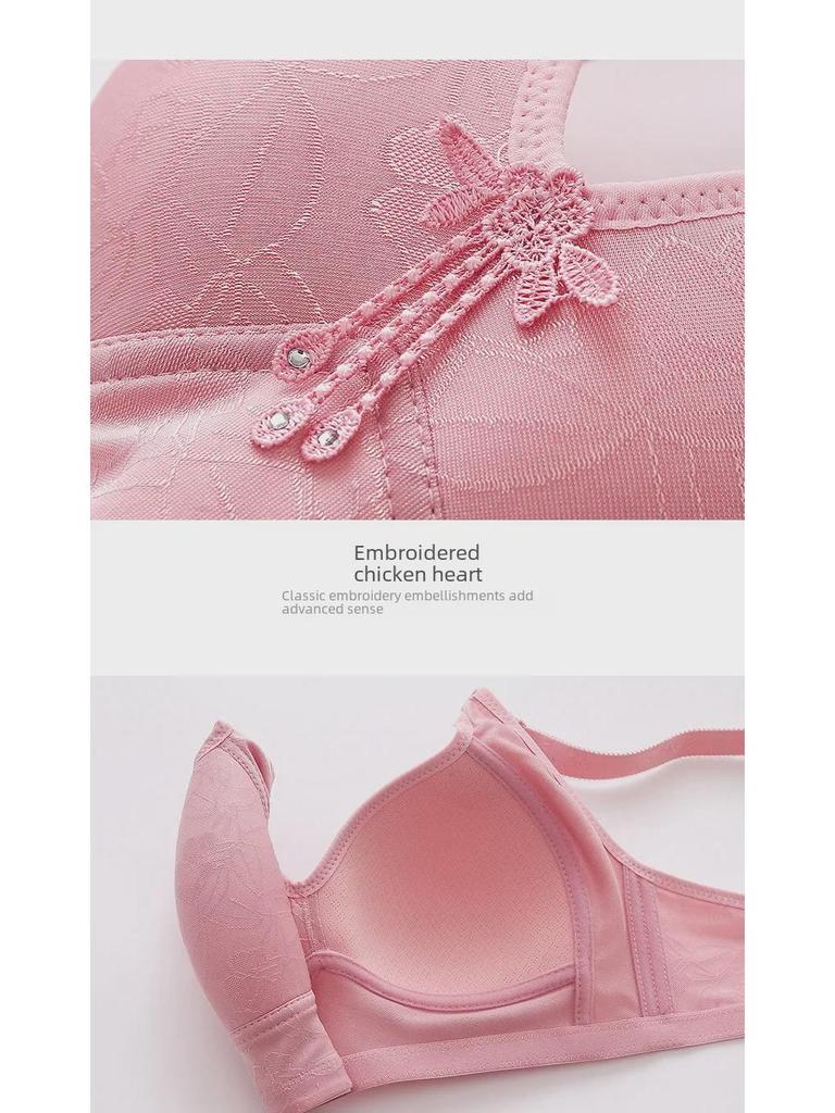 Breast-Lifting No-Wire Jacquard Bra for Middle-Aged & Elderly - Thin Mold Cup, Adjustable & Reducing.
