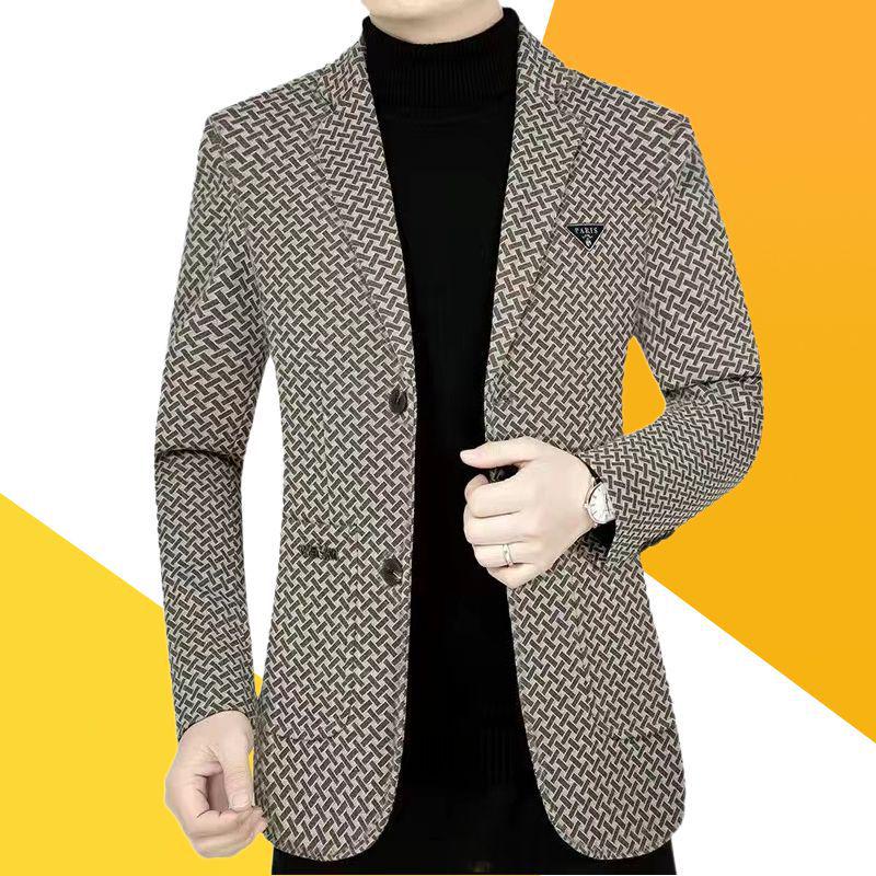 Мужской плотный осенне-зимний пиджак в стиле business casual для мужчин среднего возраста