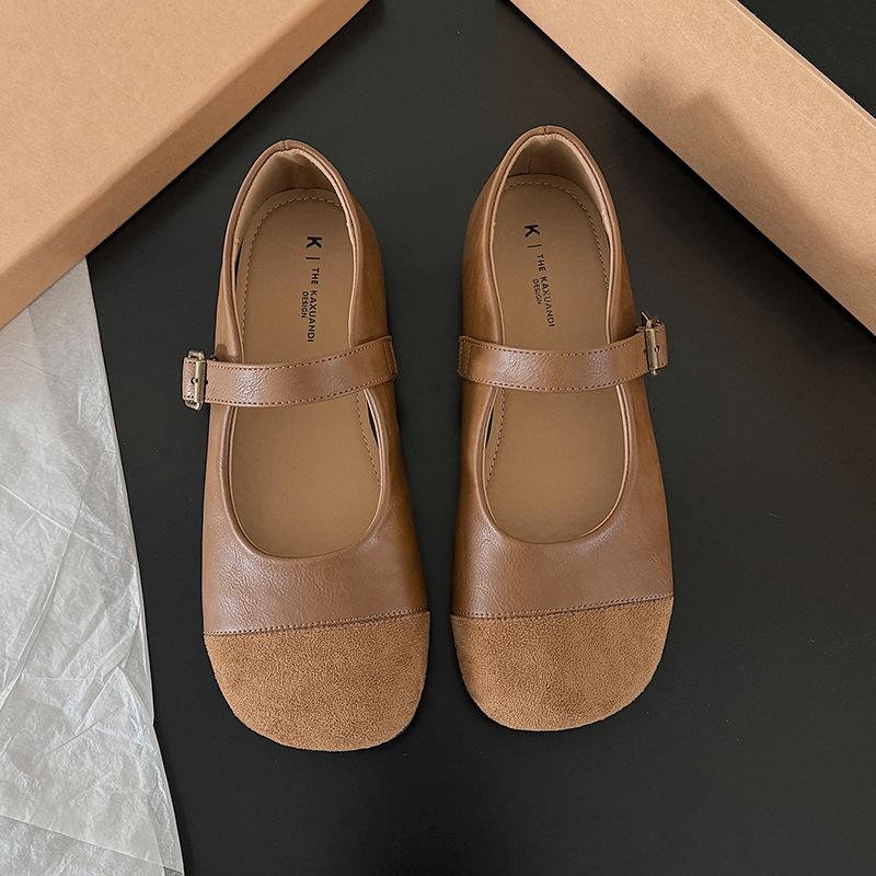 Туфли Мэри Джейн в стиле ретро, женские, новинка осени 2025 года, плоские туфли, французский вечерний бриз, нежный с юбкой, маленькие кожаные туфли