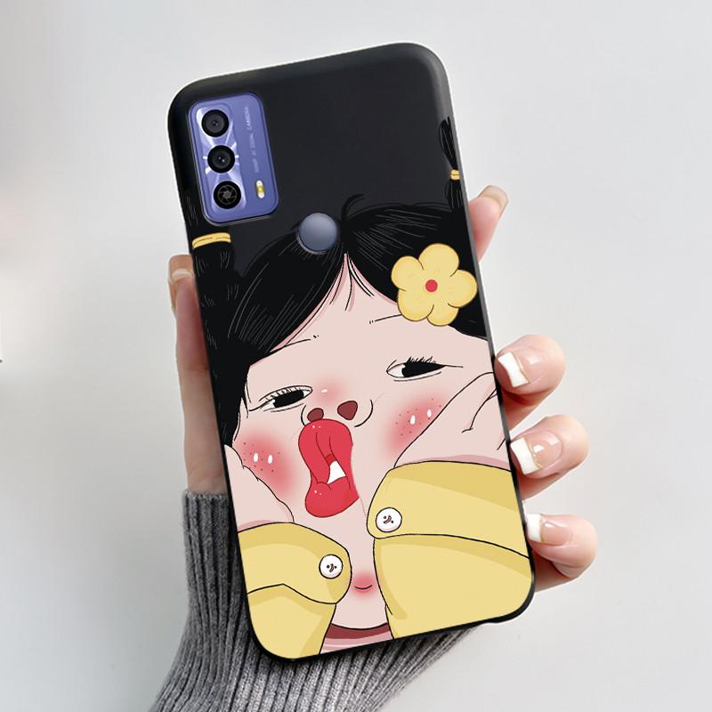 Phone Funda For TCL 20B 20Y 20E Case Aesthetic Cute Cat Astronaut Black Soft Silicone TPU Capa for TCL 20E 20Y 20B Back Cover