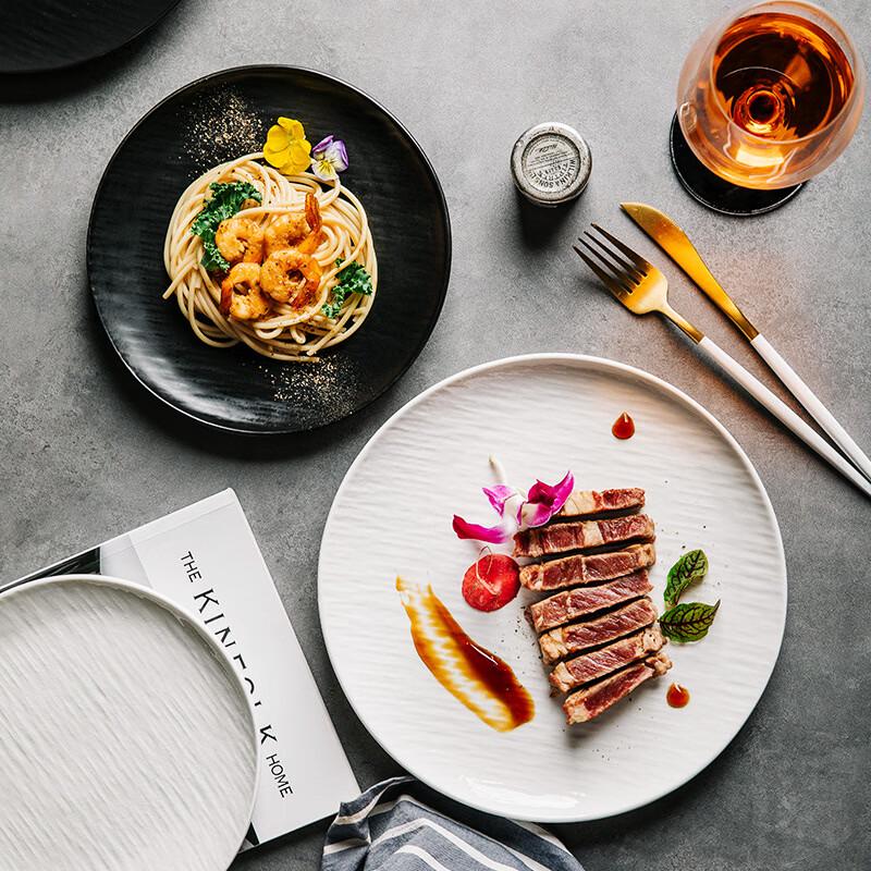 ZISIZ 12-inch Black Rock Pattern Dinner Plate