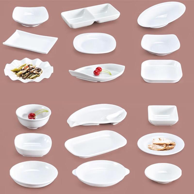 AVADEN Melamine White Round Snack Plates (Set of 10)
