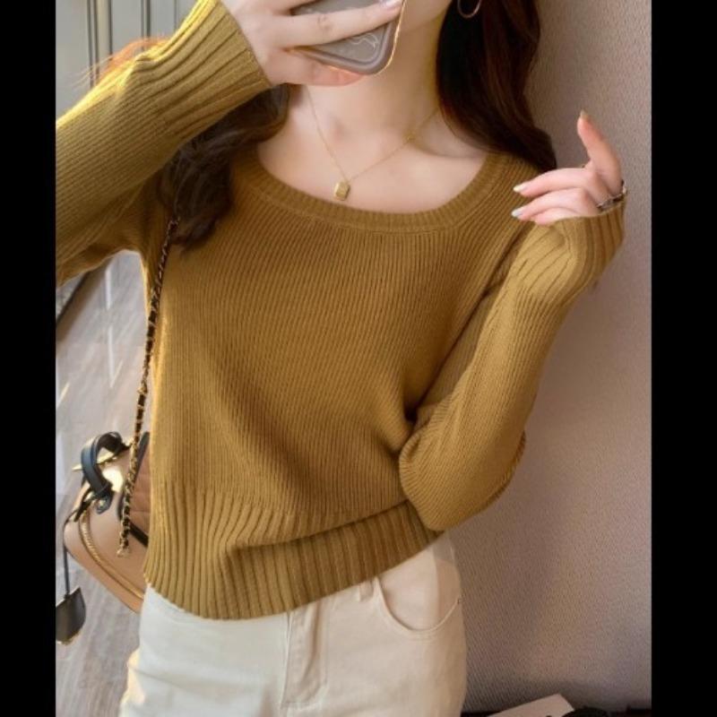 Женский тонкий вязаный свитер Осенний топ с квадратным вырезом Undercover Короткий облегающий свитер