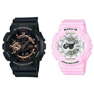 G-SHOCK & BABY-G Pair Watch Set GA-110RG-1A & BA-110BE-4 Black Pink with Gift Storage Box Analog-Digital