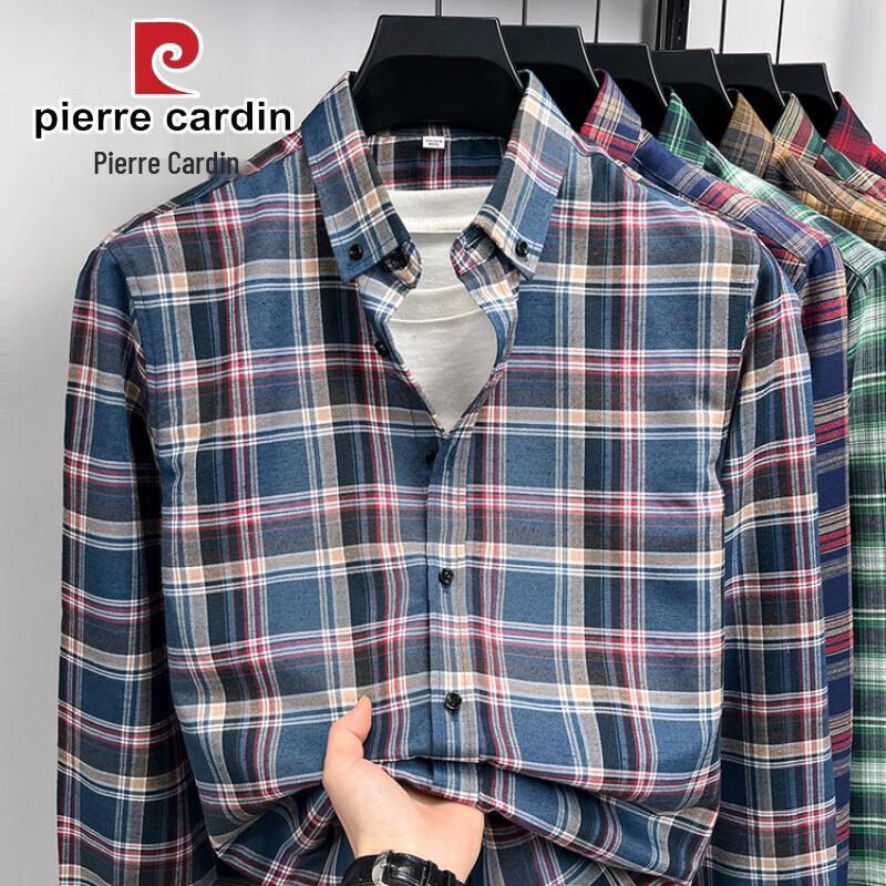 Pierre Cardin Мужская повседневная рубашка с начесом с длинным рукавом
