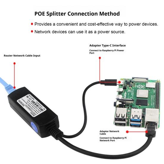 Yousheng Gigabit POE Splitter 5V 3A Type-C RJ45 IEEE802.3af/at Compliant 10/100/1000Mbps Power Over Ethernet Splitter Adapter for Security Camera CCTV