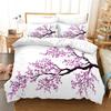 Ink Painting Duvet Cover Japanese Style Mount Fuji Comforter Cover Red Cherry Blossoms Print Bedding Set For Adults Teens Girls