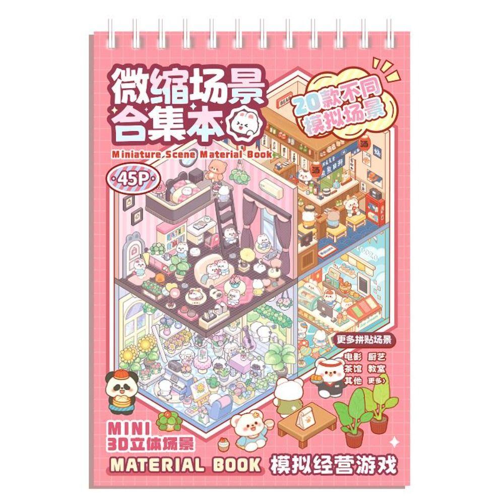 Cartoon Landscape Sticker Book 20in1 Cabin Scene Decorative Decals  Girl