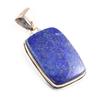 Natural Lapis Lazuli Gemstone 925 Sterling Silver Two Tone Pendant 1.9'' l0K39