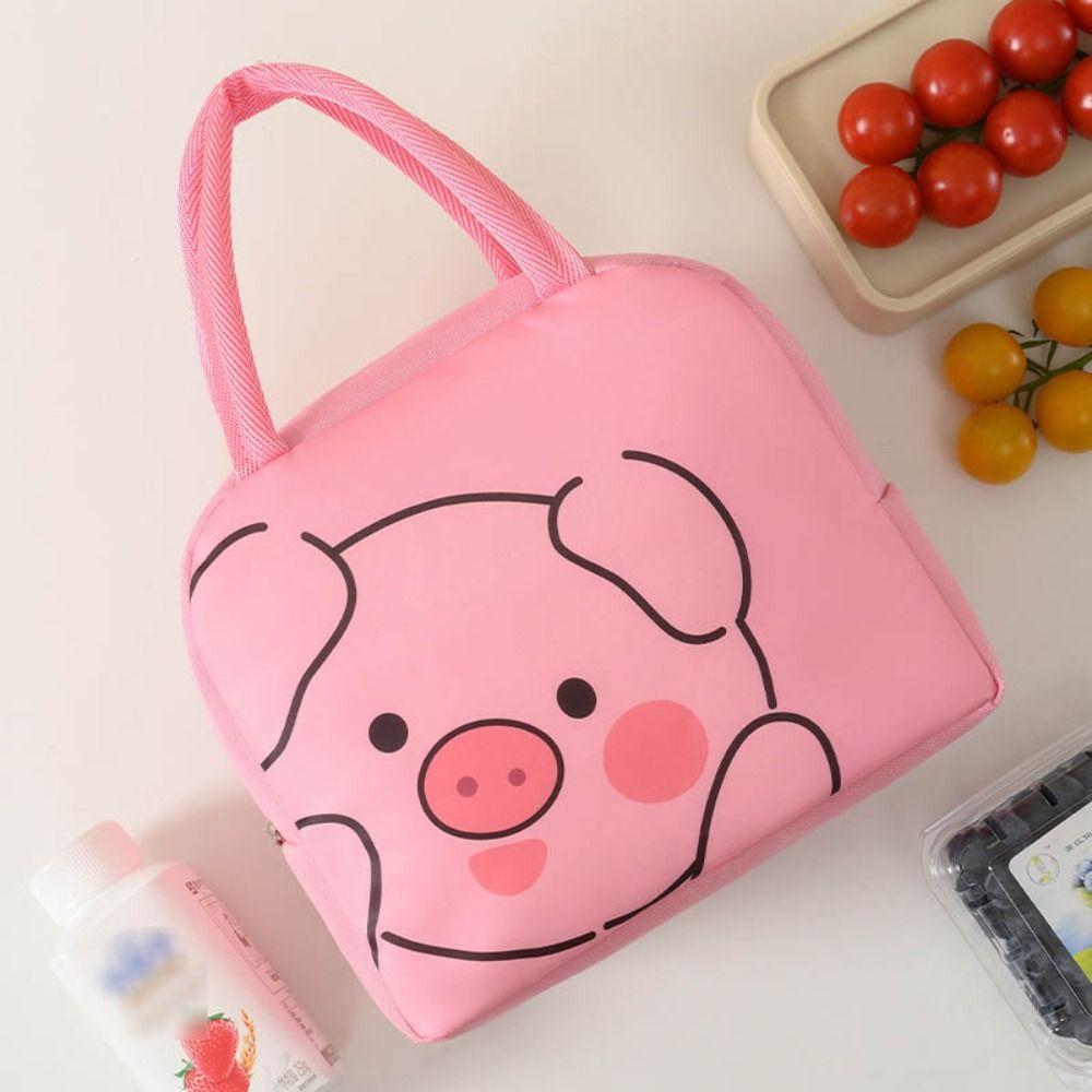 Cartoon Animals Pattern Lunchbox Bag Aluminum Foil Lining Lunch Box Handbag School