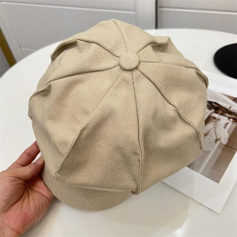 Простая хлопковая сшитая восьмиклинка женская осенне-зимняя модная универсальная литературная ретро кепка-утка кепка-газетчик