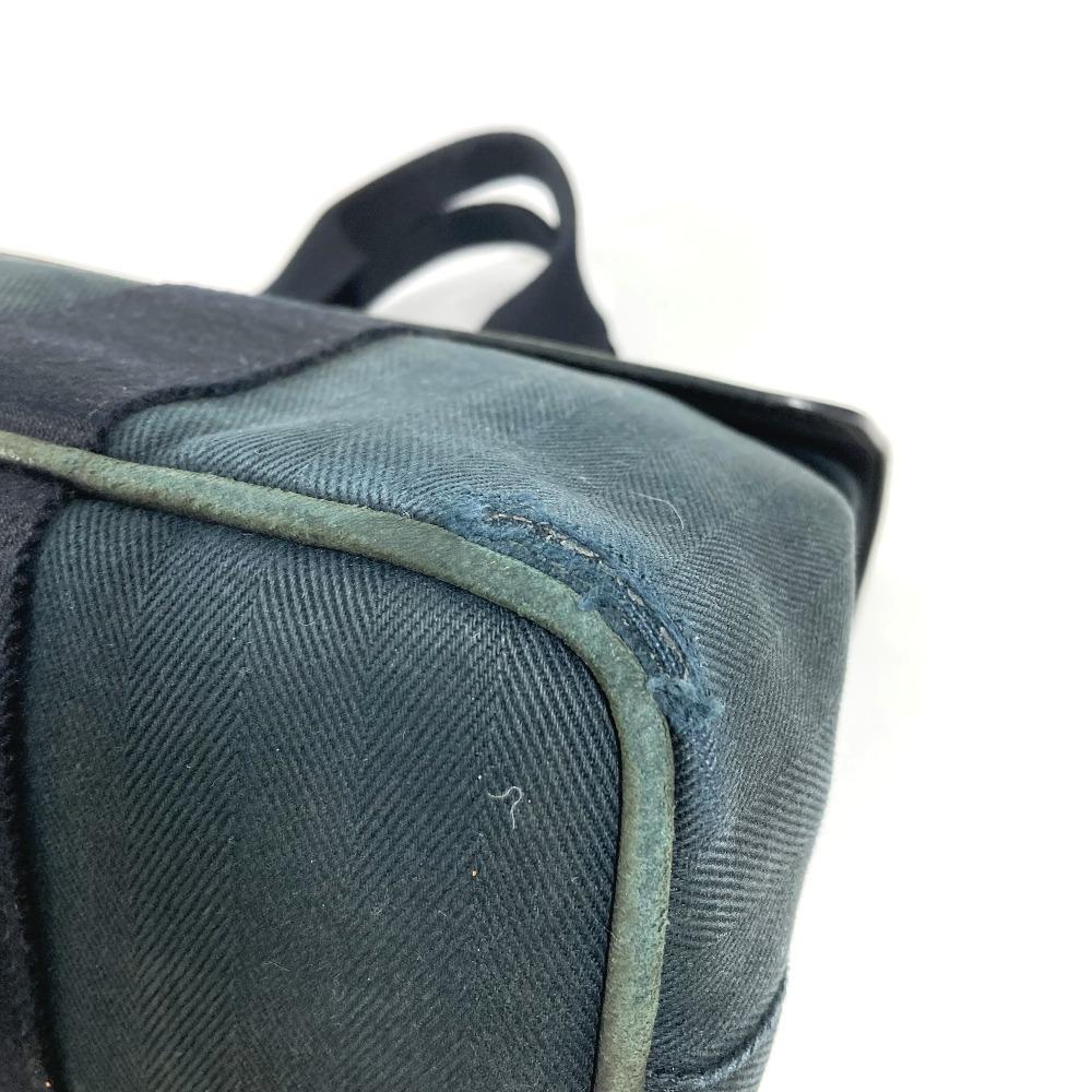 HERMES Valparaiso PM Tote Bag Flap Bag Hand Bag cotton / Leather Black