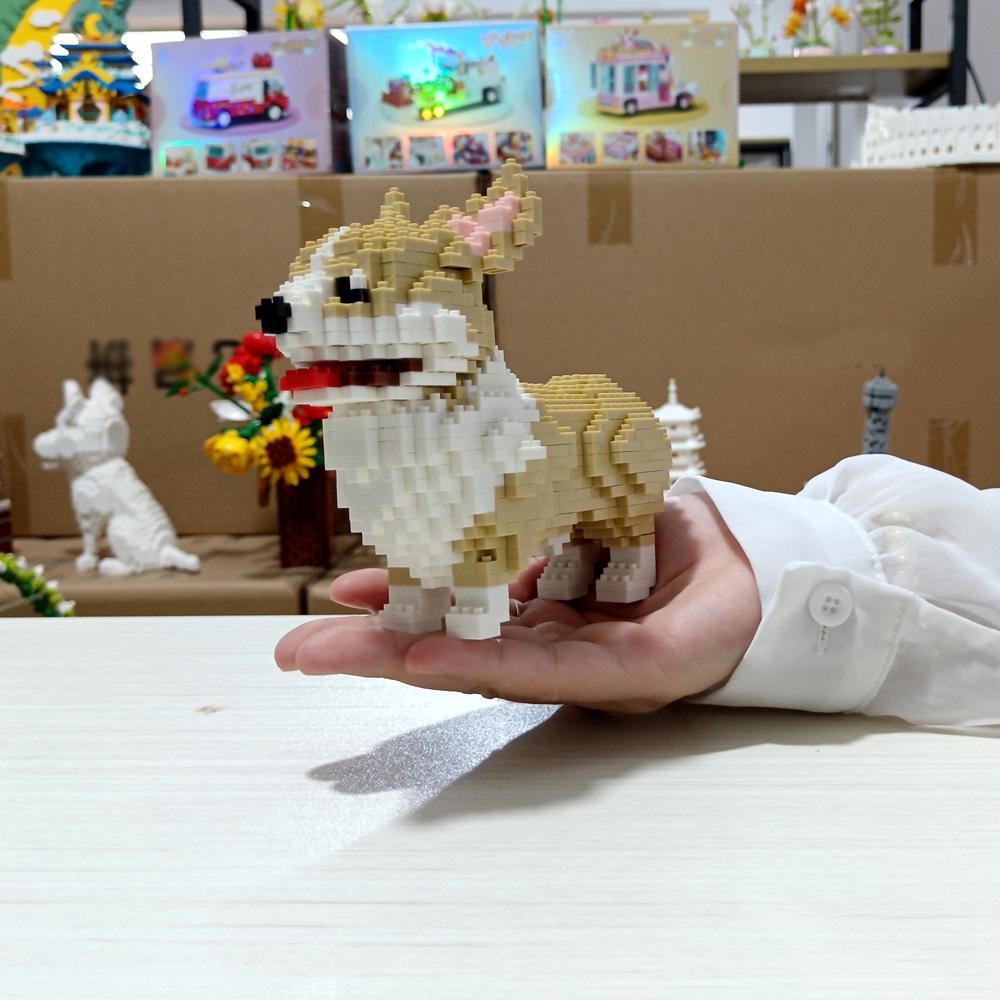 Очаровательный набор строительных блоков в форме корги, DIY модель собаки, игрушки для детей и взрослых, конструктор для игры, коллекционные кубики на тему домашних животных