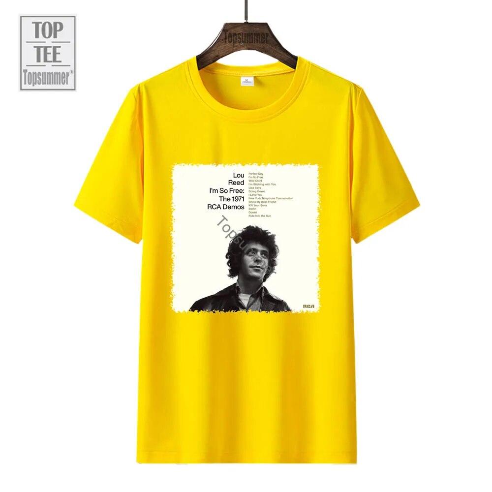 Я так свободен: Футболка с демонстрационным альбомом RCA 1971 года, футболка Lou Reed Tour, модная футболка в стиле поп для мальчиков и девочек, черные футболки