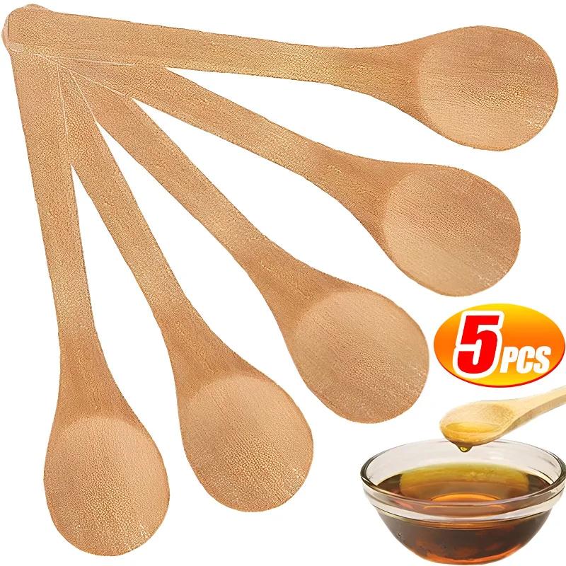 5/1PCS Natural Wooden Spoon Eco-Friendly Children's Ice Cream Spoon Coffee Tea Stirring Spoons Dessert Soup Cutlery Kitchen Tool