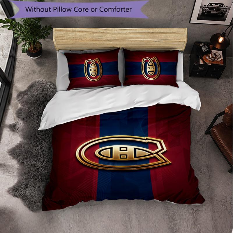 Montreal Canadiens Pattern Microfiber 3Pcs Bedding Set Decor Duvet Cover Set For Bedroom Home Use
